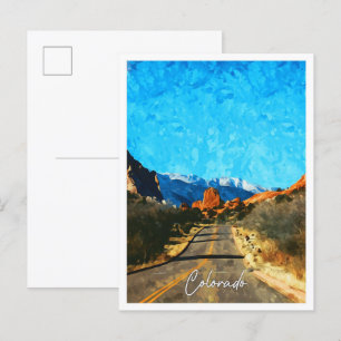 Carte Postale Paysage urbain à l'aquarelle de Colorado Springs É