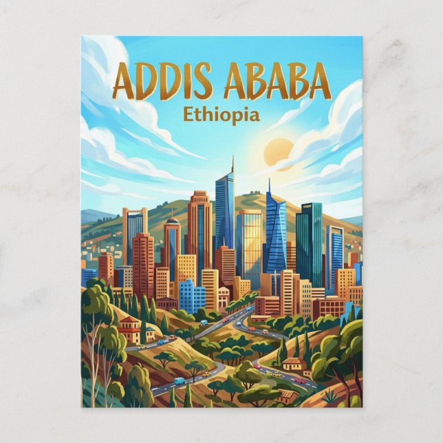 Carte Postale Paysage urbain d'Addis-Abeba Éthiopie (Devant)
