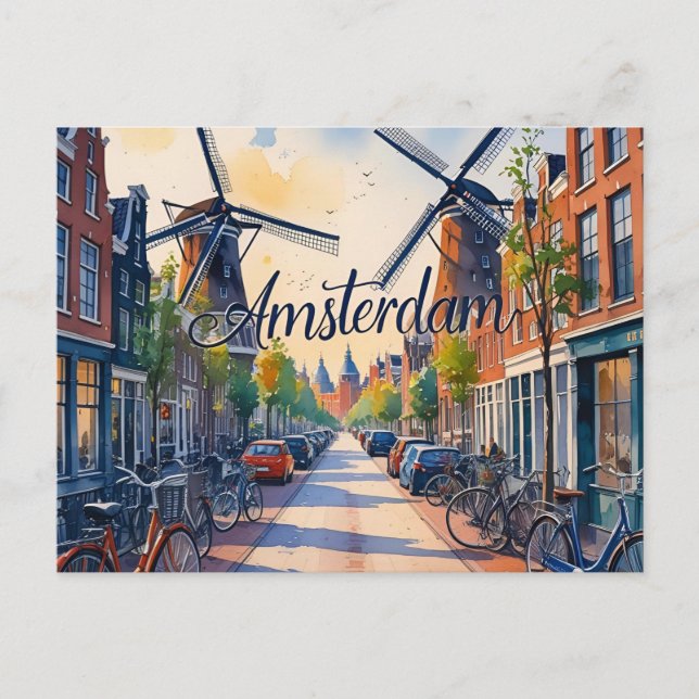 Carte Postale Paysage urbain d'Amsterdam (Devant)