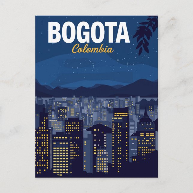 Carte Postale Paysage urbain de Bogotá Colombie la nuit (Devant)
