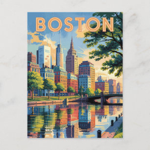 Carte Postale Paysage urbain de Boston Massachusetts Art de voya