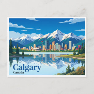 Carte Postale Paysage urbain de Calgary avec les montagnes Roche