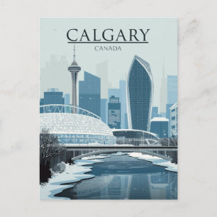 Carte Postale Paysage urbain de Calgary Canada Hiver Neige