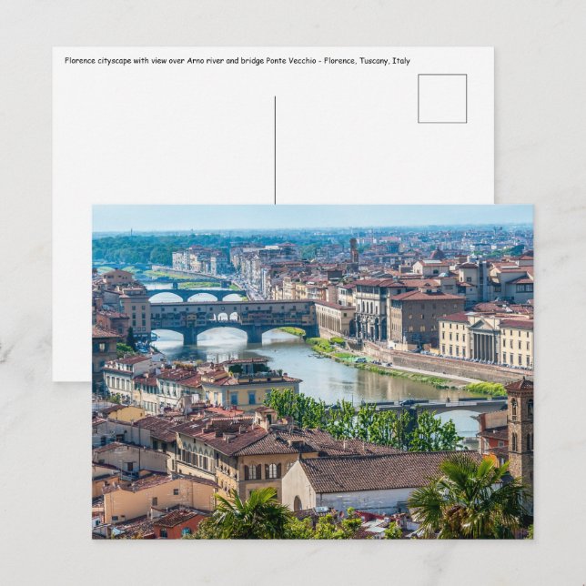 Carte Postale Paysage urbain de Florence - Pont Vecchio sur l'Ar (Devant / Derrière)