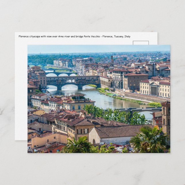 Carte Postale Paysage urbain de Florence - Ponte Vecchio sur le  (Devant / Derrière)