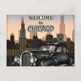 Carte Postale Paysage urbain de la ville de Chicago Illinois Vin