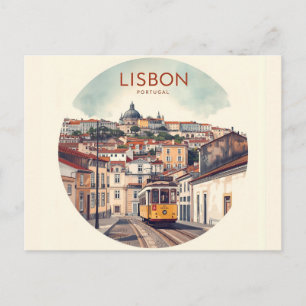 Carte Postale Paysage urbain de Lisbonne Portugal - Art de voyag