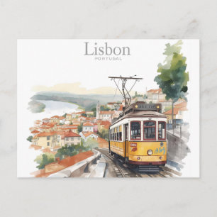 Carte Postale Paysage urbain de Lisbonne Portugal - Tramway vint