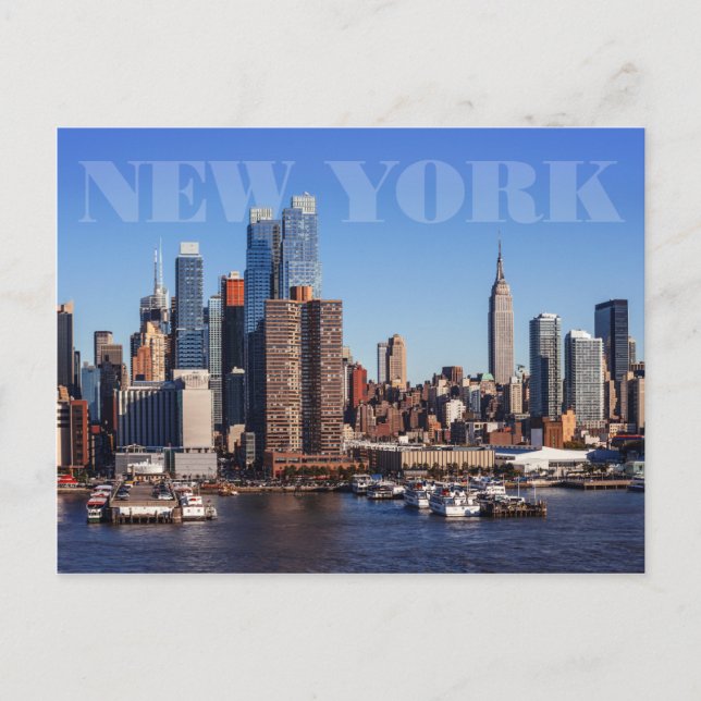 Carte Postale Paysage urbain de Midtown Manhattan depuis l'Hudso (Devant)