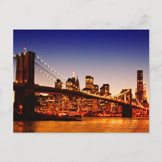 Carte Postale Paysage urbain de New York avec le pont au-dessus (Devant)