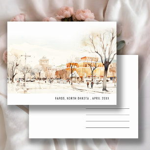 Carte Postale Paysage urbain de North Dakota aquarelle Voyage