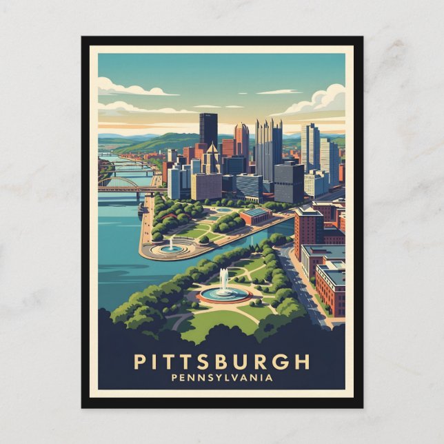 Carte Postale Paysage urbain de Pittsburgh, Pennsylvanie (Devant)