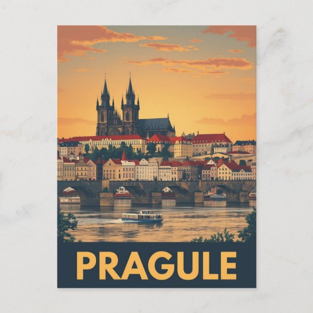 Carte Postale Paysage urbain de Prague (Devant)