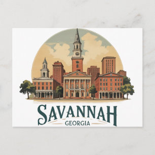 Carte Postale Paysage urbain de Savannah Géorgie