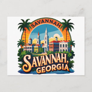 Carte Postale Paysage urbain de Savannah Géorgie