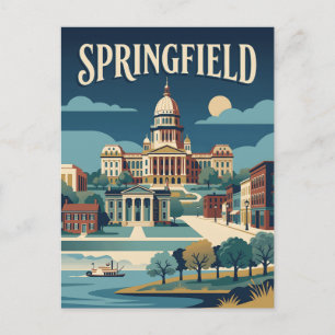 Carte Postale Paysage urbain de Springfield Affiche de voyage ré