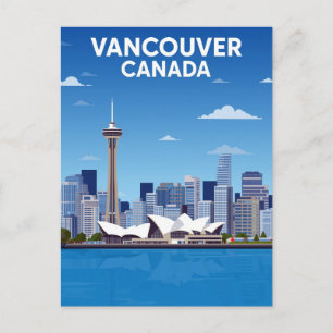 Carte Postale Paysage urbain de Vancouver Canada Vintage