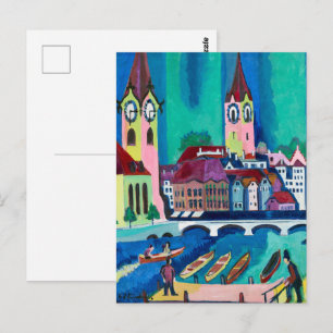 Carte Postale Paysage urbain expressionniste Kirchner Zurich