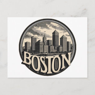 Carte Postale Paysage urbain minimaliste moderne de Boston