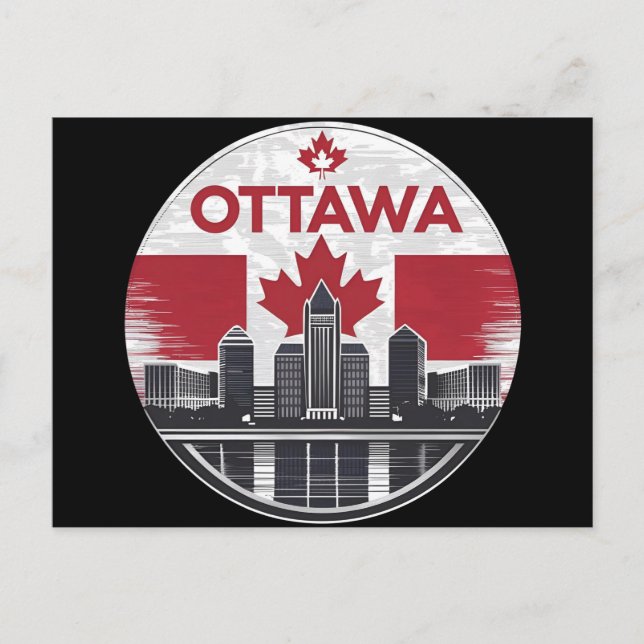 Carte Postale Paysage urbain rétro de la skyline d'Ottawa Canada (Devant)