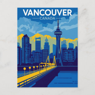 Carte Postale Paysage urbain rétro du port de Vancouver