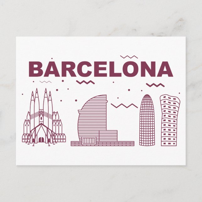 Carte Postale Paysage urbain Skyline | Barcelone, Espagne (Devant)