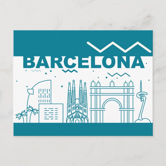 Carte Postale Paysage urbain Skyline | Barcelone, Espagne (Devant)