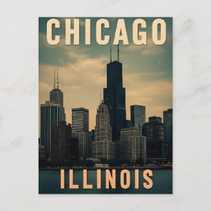 Carte Postale Paysage urbain vintage de la ville de Chicago Illi