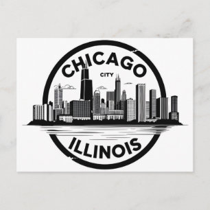 Carte Postale Paysage urbain vintage de la ville de Chicago Illi