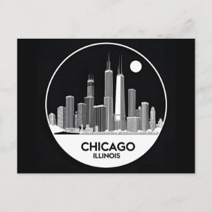 Carte Postale Paysage urbain vintage de la ville de Chicago Illi