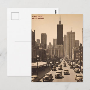 Carte Postale Paysage urbain vintage de la ville de Chicago Illi