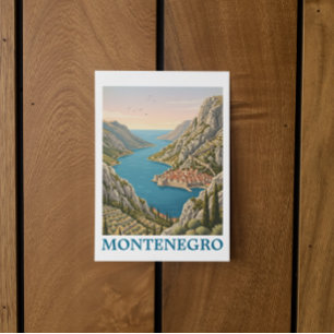 Carte Postale Paysage vintage de la baie de Kotor au Monténégro