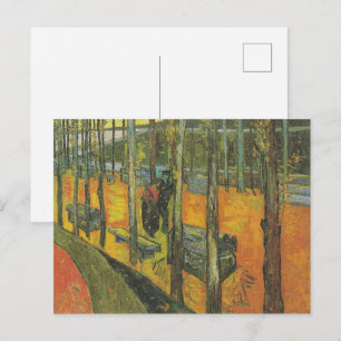 Carte Postale Paysage vintage de parc automnal orange de Van Gog