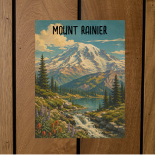 Carte Postale Paysage vintage du parc national du mont Rainier