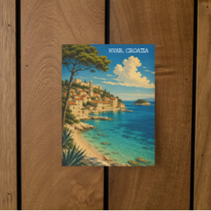 Carte Postale Paysage vintage Hvar Croatie côte Adriatique