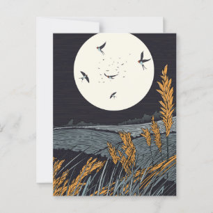 Carte Postale Paysage Vintage Japonais La Nuit