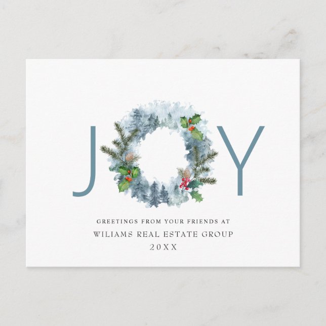 Carte Postale Paysage Wreath Christmas Holly Berry Holiday (Devant)