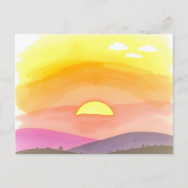 Carte postale paysagère de l'horizon du coucher de (Devant)
