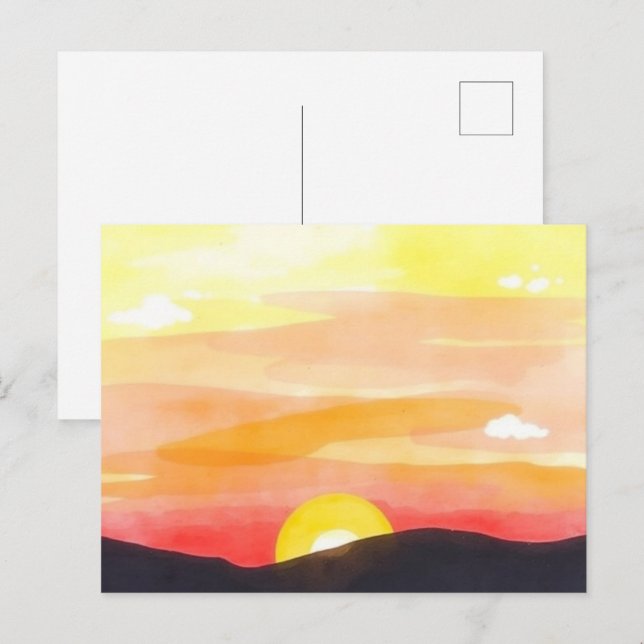 Carte postale paysagère de l'horizon du coucher de (Devant / Derrière)