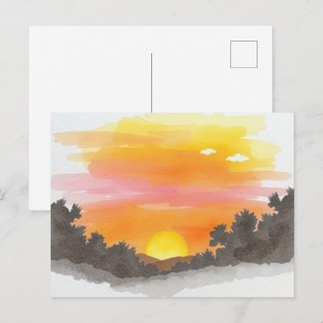 Carte postale paysagère de l'horizon du coucher de (Devant / Derrière)