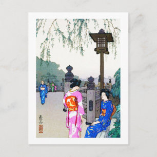 Carte Postale Paysages avec femmes dans un Kimono, Hiroshi Yoshi