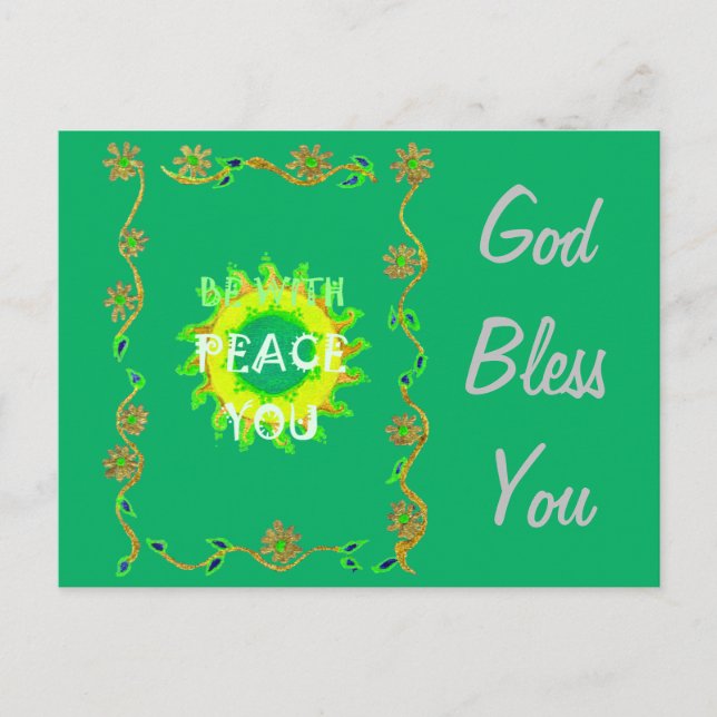 Carte Postale Peace Be With You : Inspirant Vert et Jaune (Devant)