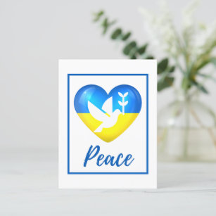 Carte Postale Peace Dove Ukraine - Coeur du drapeau