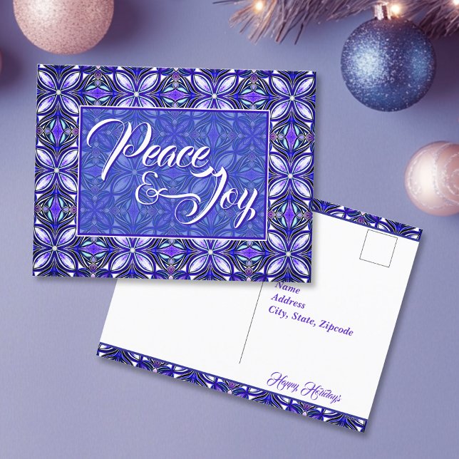 Carte Postale Peace & Joy Purple Christmas (Créateur téléchargé)
