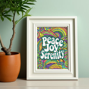 Carte Postale Peace Joy Serenity Abstrait Motif Adulte Coloratio