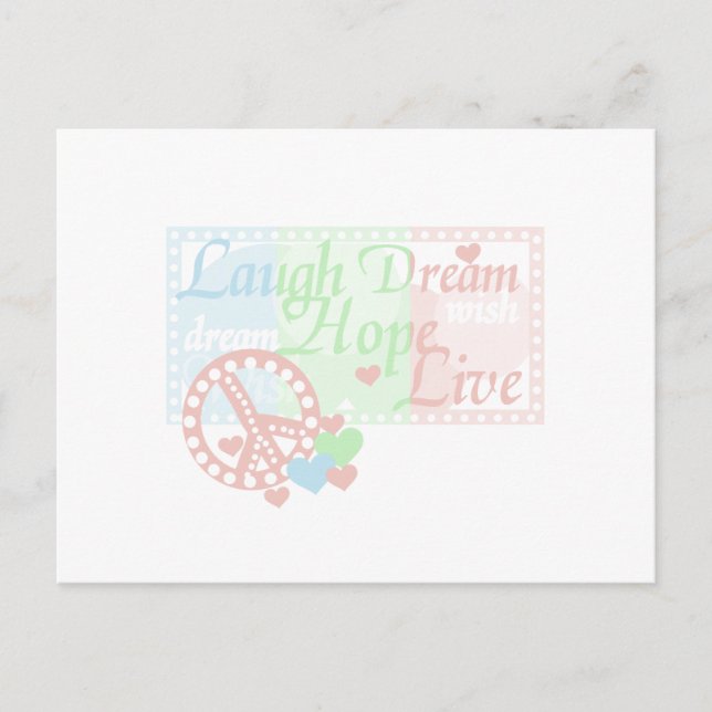 Carte Postale Peace Laugh Dream Hope Live (Devant)