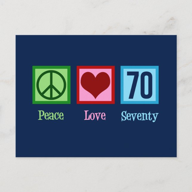 Carte Postale Peace Love 70e anniversaire (Devant)