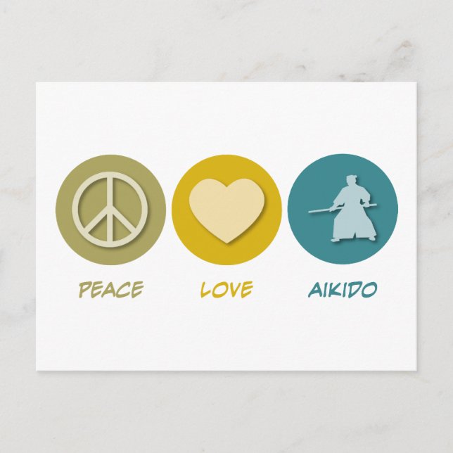 Carte Postale Peace Love Aikido (Devant)
