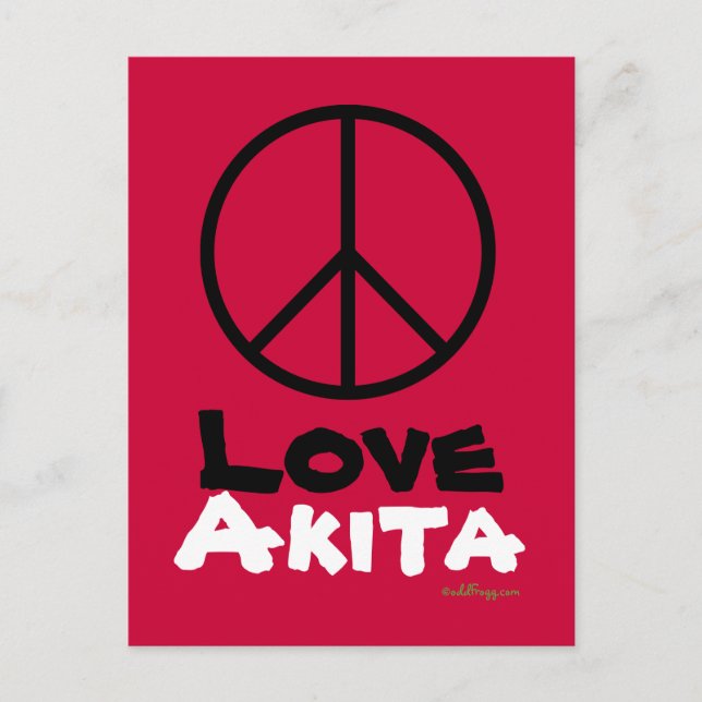 Carte postale Peace Love Akita (Devant)