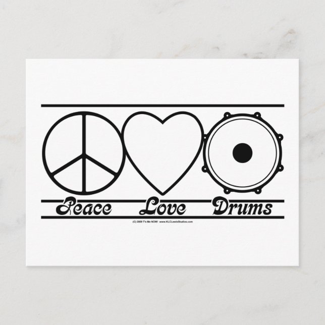 Carte Postale Peace Love and Drums (Devant)